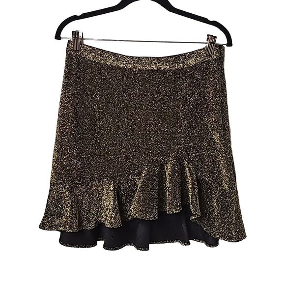 Michael Kors Gold A-Line Ruffle Mini Skirt Womens Size Medium NWT - Picture 1 of 6